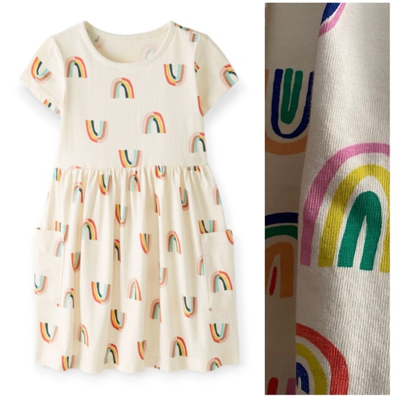 Hanna Andersson Other - Hanna Andersson Cream Colorful Rainbow Print Pocket Dress